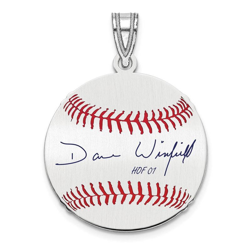 Sterling Silver Dave Winfield Signature Sm Enamel Baseball Pendant